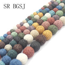 Free Shipping 6mm-14mm Mixed Random Colorful Lava  Gems Loose Natural Stone Beads String 15" 2024 - купить недорого