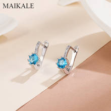 MAIKALE Classic Round Design MultiColor Zirconia Stud Earrings for Women Jewelry Korean Small Earrings Wedding Party Gifts 2024 - buy cheap
