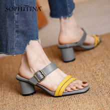 SOPHITINA-Sandalias informales de piel de primera calidad para mujer, zapatos con tacón redondo, sin cordones, para verano, DO466 2024 - compra barato