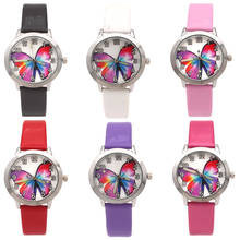 Reloj de pulsera de cuarzo con dibujos animados para niños y niñas, cronógrafo con diseño de mariposas coloridas, de cuero, resistente al agua, 10 unidades por lote 2024 - compra barato