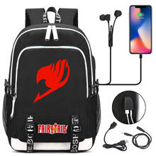 Anime Fairy Tail Student USB Charging Laptop Backpack Women Men Daily Travel Backpack Kids Teenager College Backpack Mochila 2024 - buy cheap