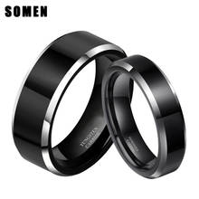 2pcs 8mm& 6mm Women Men Black Tungsten Carbide Ring Wedding Band Promise Marriage Couples Rings set Fashion alliance Jewelry 2024 - buy cheap