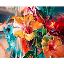 Cor lírios flor 40 × 50cm pintura por números pintados à mão pintura a óleo adulto criança imagem colorir casa decoração presente original 2024 - compre barato