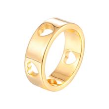 Trendy Hollow Heart Lover Ring Stainless Steel For Women Ladies Gold Plating Finger Rings Fashion Jewelry Gifts 2024 - buy cheap