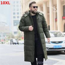 Jaqueta de inverno masculina plus size, casaco comprido de pato 9xl plus size para homens, jaqueta de marca com capuz de pele 2024 - compre barato