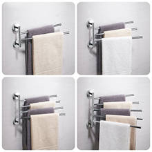Silver/Black Stainless Steel Rotating Towel Rack Bath Rail Hanger Towel Holder 2/3/4/5 Swivel Bars Bathroom Wall Mounted 2024 - buy cheap