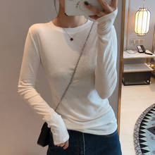 gkfnmt 2020 Autumn Long Sleeve T shirt Women Tshirt Cotton Korean Style White T-shirt Tee Shirt Femme Women Clothes Gray Coffee 2024 - buy cheap