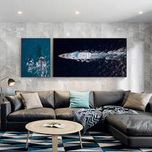 Синяя морская волна Исландия лодка стену искусство холст картина морской пейзаж скандинавские плакаты и принты настенные картины для гостиной домашний декор 2024 - купить недорого