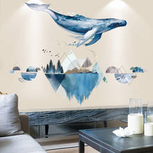 [SHIJUEHEZI] Fish Wall Stickers DIY Mountain River Wall Decals for Kids Rooms Baby Bedroom Nursery Bathroom House Decoration 2024 - buy cheap