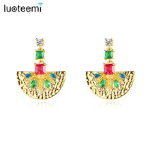 LUOTEEMI Tiny Pendulum Drop Earrings Rainbow Multiple Color CZ Stone Trendy Fashion 2022 Jewelry for Women Christmas Gifts 2024 - buy cheap