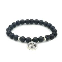 Natural Lava Stone Beads Antique Gold Lotus Buddha OM Bracelet For Men Women Charm Yoga Bracelets Jewelry 2024 - buy cheap