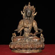 13"Chinese temple collection Old Bronze Cinnabar Lacquer Vajrasattva Vajrasattva statue Ornaments Town House Exorcism 2024 - buy cheap