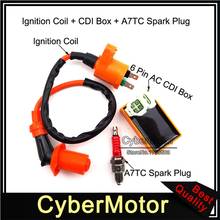 Катушка зажигания 6 Pin AC CDI Коробка A7TC Свеча зажигания для китайского Пита Dirt Bike ATV Quad мопед скутер мотоцикл 2024 - купить недорого