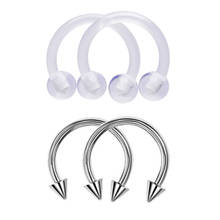 Fake Piercing Nose Ring Hoop Stud Helix Spike Steel Clear Invisible Transparent Labret Ear Captive Tragus Cartilage Body Jewelry 2024 - buy cheap