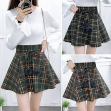 Retro Plaid High Waist Woolen Skirt Autumn and Winter Women's Loose Woman Skirts Mujer Faldas Saias Mulher 2024 - buy cheap