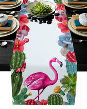 Summer Cactus Flamingo Table Runner Modern Party Dining Table Runner Wedding Table Decor Tablecloth and Placemats 2024 - buy cheap
