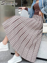 SURMIITRO 2021 Core Yarn Knit Y2k Midi Long Pleated Skirt Women Autumn Winter Korean Style Mid-Length High Waist Skirt Female 2024 - купить недорого
