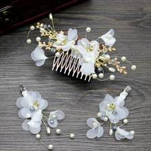 Blue Green Pink White Red Flower Hair Combs Wedding Bridal Head Jewelry Women Prom Headpiece Hair Accessories Bridal Hair Comb 2024 - buy cheap