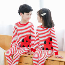 TUONXYE-Conjunto de Pijama a rayas para niños y niñas, ropa de dormir de algodón con diseño de mariquitas, de manga larga, para bebés 2024 - compra barato