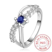 Vintage 925 Sterling Silver Cross Rings for Women Wedding Trendy Jewelry 4 Claw Round Stone Antique Rings Anillos 2024 - buy cheap