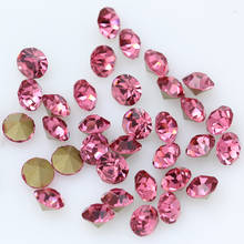 Diamantes de imitación para decoración de uñas, cristal transparente de Circonia cúbica, Color rosa, ss2-ss45, redondo, en punta, con parte trasera de vidrio 2024 - compra barato