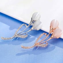 Tulip Brooches Women Fashion Pins with Rhinestone Opal Alloy Brooch Female Clothing Accessories 2018 Hot Jewelry Decoration 2018 2024 - buy cheap