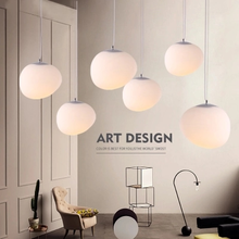 E27Nordic Globe Pendant Lights White Glass Ball Pendant Lamp Lustre Suspension Kitchen Light Fixture Lighting lamparas colgantes 2024 - buy cheap