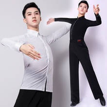 H2612 homens roupas de dança masculino latino padrão nacional moderno dança superior adulto profissional desempenho prática camisa trajes 2024 - compre barato