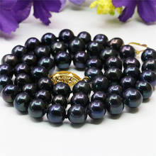 Rare 8-9MM Black Akoya Cultured Pearl Necklace Beads Jewelry Natural Stone Gifts For Girl Women 17" MY4154 Wholesale Price 2024 - buy cheap