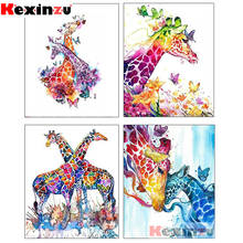 Kexinzu 5d diy pintura diamante girafa broca quadrado completo strass artesanato kit diamante bordado animal decoração para casa y05 2024 - compre barato