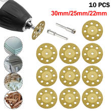 10 pçs/set 22/25/30mm Mini Discos de Corte de Diamante Viu a Lâmina de Prata com 2X Haste de Conexão para Dremel Broca Fit Rotary Ferramenta 2024 - compre barato