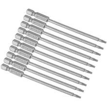 uxcell 10PCS Torx Screwdriver Bits 1/4-Inch Hex Shank 100mm Length T9 Magnetic Security Star Screw Driver S2 Bit 2024 - buy cheap