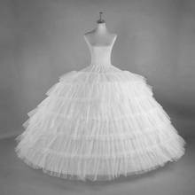 Свадебный подъюбник, 6 обручей, белое платье для Quinceanera, подъюбник, супер пушистая кринолиновая скользящая Нижняя юбка для бального платья 2024 - купить недорого