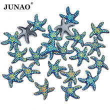 JUNAO 30 шт. 12 мм черный цвет АВ, стразы для украшения морской звезды, аппликации с плоской задней стороной, полимерные хрустальные камни, не исправляемые Стразы для DIY 2024 - купить недорого