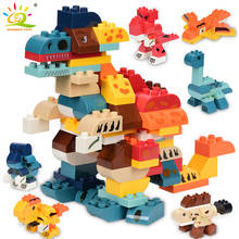 HUIQIBAO 130PCS 6in1 Big Size Jurassiced Dinosaur Building Blocks City Dragon World Tyrannosaurus Bricks Toys For Children 2024 - buy cheap