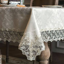 Europe embroidered tablecloth table dining table cover table cloth Beige Glass yarn Lace fabric beige chair cover cushion T81551 2024 - buy cheap