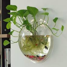 Vaso de parede redondo acrílico transparente, vaso de flores para decoração de casa 2024 - compre barato
