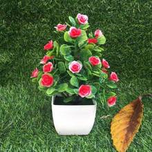 Planta de flores artificiales, bonsái realista con muebles de color vivo para jardín, fiesta, oficina, adorno de escritorio 2024 - compra barato