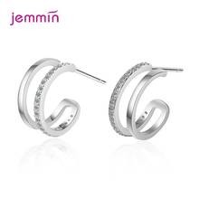 Genuine 925 Sterling Stud Earrings Clear Cubic Zirconia Simple Earrings Trendy Wedding Party Jewelry Gift 2024 - buy cheap