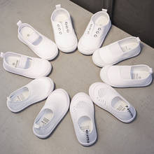 Zapatos blancos para niños y niñas, zapatillas clásicas de lona informales, suela de goma sólida, zapatillas de baloncesto, calzado escolar 2024 - compra barato