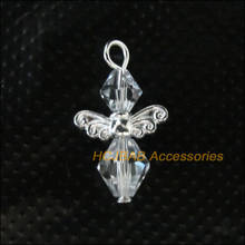 15Pcs Silver Plated Wings Clear Crystal Beads Angel Charms Pendants 14x23mm 2024 - buy cheap