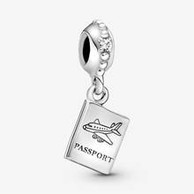 Cuentas de plata 925 para mujer, abalorio colgante para pasaporte, compatible con pulseras Pandora originales, regalo de moda artesanal 2024 - compra barato