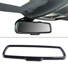 Cubierta de espejo retrovisor Interior de fibra de carbono, embellecedor de marco de bisel, color negro, apto para Dodge Challenger 2015-2020 2024 - compra barato