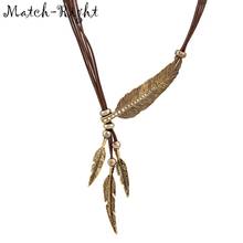 Match-Right Necklace Alloy Feather Statement Necklaces Pendants Vintage Jewelry Rope Chain Necklace Women Accessories  NL535 2024 - buy cheap