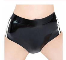 Sexy Handmade Natural Latex Shorts with White Stirps Custom Made Service 2024 - buy cheap