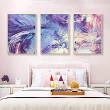 Roxo e azul abstrato moderno linha pintura da lona parede arte imagem cartaz e impressão decoração para casa sala de estar sem moldura 2024 - compre barato