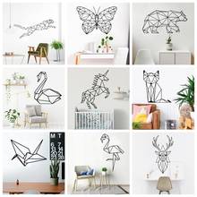 Pretty Geometry Animal Wall Art Decal Wall Stickers Vinyl Material For Kids Children's Room Home Party Decor Removable Wallpaper 2024 - buy cheap