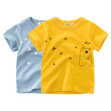 2021 Детские футболки для мальчиков, футболка с мультяшным медведем, летний топ, футболка, одежда с животными, футболка для маленьких мальчиков, детская одежда, наряды 2024 - купить недорого