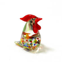 Mini Glass Chicken Figurine Japanese Style Colorful Cute Cartoon Poultry Animal Craft Ornaments Easter Home Decor Small Statue 2024 - buy cheap