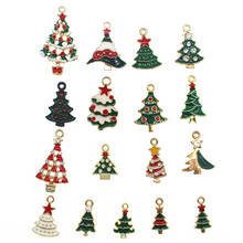 Serie de Navidad de abalorios de esmalte de árbol de Navidad, colgantes para pulsera DIY, pendientes, fabricación de joyas, decoración de árbol de Navidad XL661 2024 - compra barato